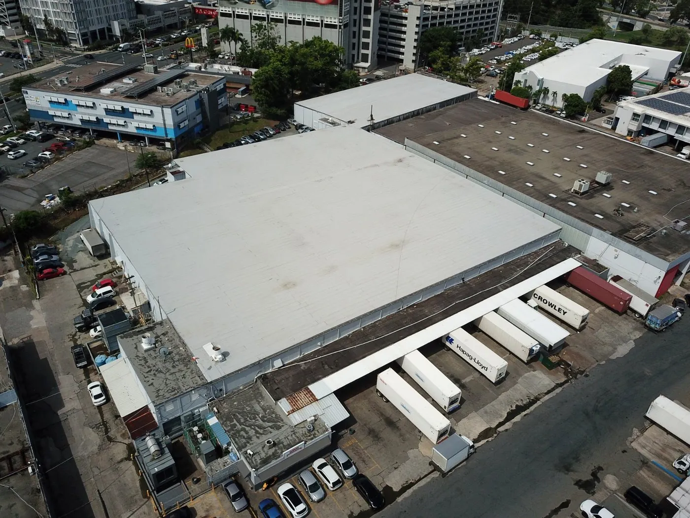 Aerial view of the Quirch Cold Storage roof in Hato Rey